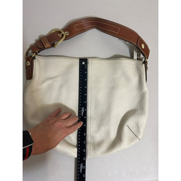 Coach Cream White Pebble Leather Bag with Camel Strap and Gold Hardware Gorgeous - Picture 3 of 8